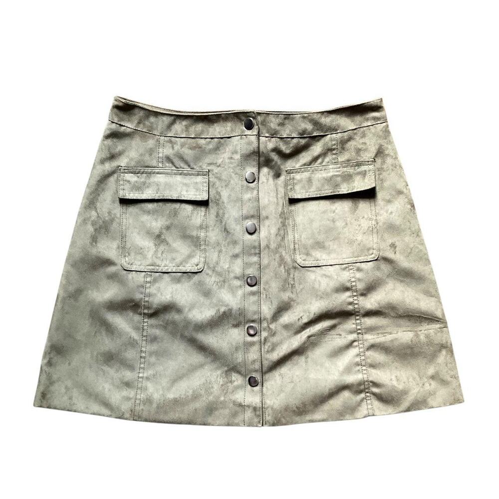 I <3 Ronson Green Faux Suede Mini Skirt: Y2K, 2000s